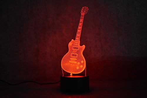 Creative 3D light Electric Guitar Model Illusion 3d Lamp LED 7 Color changing USB touch sensor Desk Night light,Home Decoration night light Preetty gift for Birthday Holiday Xmas festival