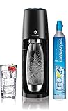 Lieferumgang: 1 x SodaStream Easy ONE TOUCH (Farbe: schwarz), 1 x SodaStream CO2-Zylinder, 1 x PET-Flasche 1 L (spülmaschinengeeignet), 1 x Netzteil und Adapter