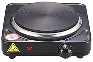 ‎JAGO Jago® Kochplatte - elektrisch, 1000 W, Überhitzungsschutz, 5 Temperaturstufen, Gusseisen, Stahl, Schwarz - Kochfeld, Einzelkochplatte, Herdplatte, Minikochplatte