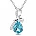 Om Jewells 18K White Gold Plated Blue Angel Tiny Tear Drop Crystal Pendant Necklace as Valentine Gift with Chain for Women & Girls PD1000812 RS.199.00