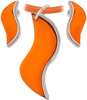 Orange Wave Earrings &amp; Suede Necklace Set