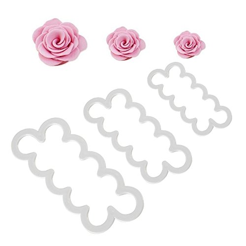 Schönes Leben* 3tlg. Rosen Ausstecher Ausstecherform Kuchendekoration Modellierwerkzeug DIY Backzubehör für Fondant Rose - 4