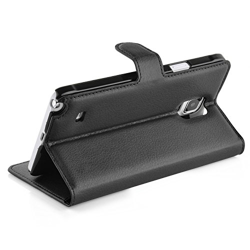 Cadorabo – Book Style Hülle für Samsung Galaxy NOTE 4 – Case Cover Schutzhülle Etui Tasche mit Standfunktion und Kartenfach in PHANTOM-SCHWARZ - 3