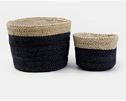 Rollsnownow Black Straw Baskets Dirty Clothes Basket Clothes Basket Finishing Box Snack Storage ( Size : Medium )