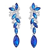 Metall: Legierung Blau Art Deco Hochzeit Partei Strass Marquise Cluster Chandelier Kronleuchter Lange Baumelnde Statement Ohrringe