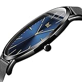 BOLISI Unisex Analog Japanisches Quarzwerk Armbanduhren mit Edelstahl Armband F8248 Blau