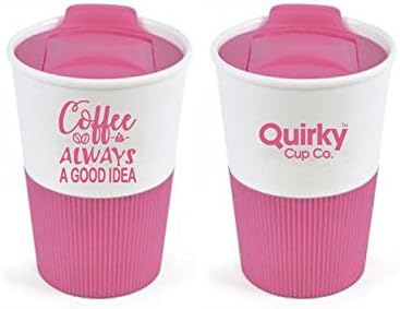 Quirky Cup Co 400ml Travel Mug for Coffee &amp; Tea I On the Go Reusable Rubber Based Cup