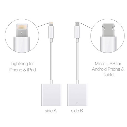 Eximtrade 2in1 Lightning Steckverbinder und Micro USB SD Kartenleser Fotos Videos für Apple iPhone 5/5s/6/6s/6 Plus/6s Plus/7/7 Plus, iPad, Samsung Galaxy S4/S5/S6/S6 Edge/S6 Edge Plus/S7 Edge/Note 3/Note 4/Note 5, HTC One, Motorola, Sony Xperia, andere Android smartphones und tablets - 2