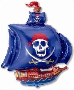 Pirate Party 26" Large Blue Pirate Ship Foil Balloon