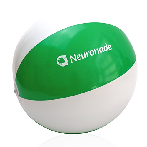 Wasserball 25 - 30 cm Durchmesser von Neuronade, Strandball klein in grün & weiß - Phtalatfreies Wasserspielzeug