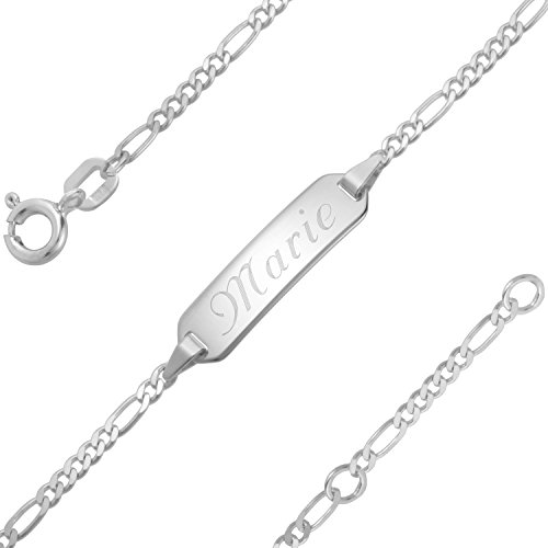 925/- Sterling-Silber Babyarmband Taufarmband mit Gravur 12 cm / 14 cm einstellbar