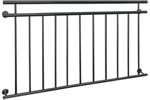 ECD Germany Balcón Estilo Francés en acero - 90x156cm - con Barras Transversales - Balcón superficie mate y rugosa - Color antracita - Barra de soporte de ventana - incluye kit de montaje en pared