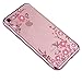 Produktbild Homikon Silikon Hülle Rosa Blume TPU Tasche Bling Glänzend Glitzer Diamant Handyhülle Transparente Handytasche Durchsichtig Schutzhülle Kompatibel mit iPhone SE/5S/5 - Roségold