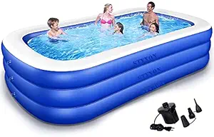 Styxon / Swimming Pool 10-Feet 3 Stripped Printed Inflatable Rectangle Bath Tub and Swimming Pool Bestway for Adults Kids Spa with Free Pump 120x 72