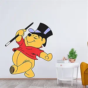 WallDaddy Wall Sticker Model Pooh Bear Extra Large Size (60X50)cm for Bedroom, Drawing Room, Kids Room, Walls, Doors, Fridge, Furniture or Any Plain Surface