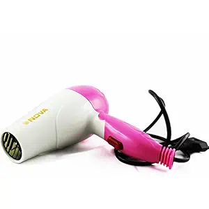 Shopizone Nova 1290 Professional Electric Foldable Hair Dryer With 2 Speed Control 1000 Watts - Pink And White