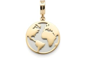 JEWELS BY LEONARDO Leonardo Jewels Clip&Mix Tutti Anhänger aus Edelstahl, flacher runder Ketten-Anhänge mit Weltkugel Durchbruch-Ornament bicolor, Damenschmuck, 021637