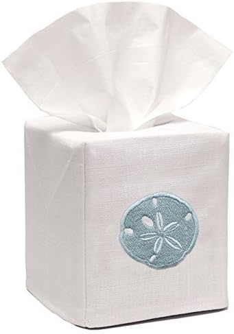 Jacaranda Living Linen/Cotton Tissue Box Cover, Sand Dollar, Aqua by Jacaranda Living
