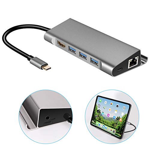 WU-MINGLU USB C Hub HDMI Ethernet Adaptador USB Tipo C a HDMI 4K Soporte Adaptador con Ethernet Puerto para Samsung Dex Station, Compatible con MacBook Pro 2018 2017 2016 / Air 2018