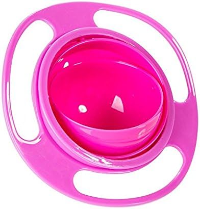 Non Spill Feeding Toddler Gyro Bowl 360 Degree Rotating for Baby Kids (Red)