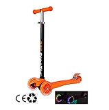 Sendream patinete PU de destello colorido de la rueda para niños de 3 a 12 años (naranja)