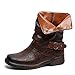Produktbild OYSOHE Damen Vintage Stiefel, Runde Kappe Leder Booties Reißverschluss Martin Stiefel Platz Heel Frauen Schuhe Beiläufig WinterschuheKaffee42 EU