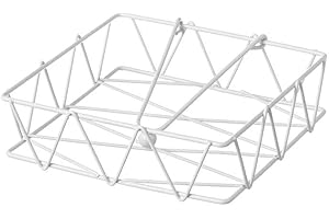 H HANSEL HOME Portatovaglioli Quadrato Con Barra Fermatovaglioli da Tavolo in Metallo Bianco 18 x 18 x 5 cm