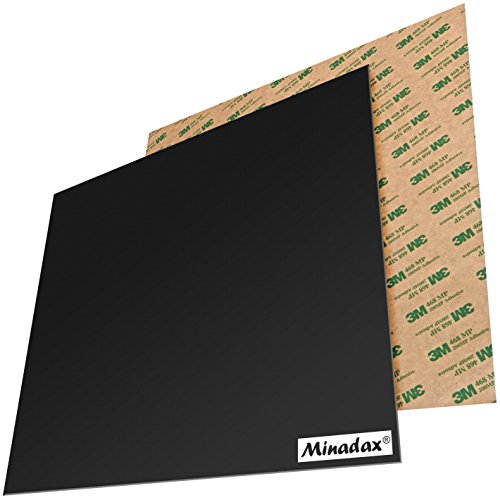 Minadax® PEI 3D Druckplatte Schwarz 305x305mm inkl. 3M 468MP Transferfolie für 3D Druck, 3D-Modelldruck, FDM Druck