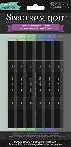 Spectrum Noir SPECN-TURQ6 Marcadores Bolígrafos Marca Alcohol de Color-Caja de 6-Turquesas, Una Una Talla