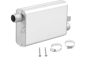 Silenziatore Di Scarico 24 mm, EBKCQ Silenziatore Riscaldatore Con 2 Morsetti, Silenziatore Scarico In Lega Di Alluminio, Silenziatore Di Scarico Per Riscaldatore Tubo Di Scarico (Argento)