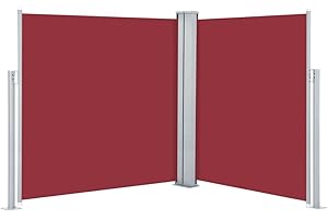 vidaXL Seitenmarkise Ausziehbar Sichtschutz Sonnenschutz Windschutz Seitenrollo Seitenwandmarkise Markise Terrasse Balkon Garten Rot 140x600cm