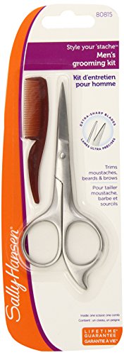 Sally Hansen Beauty Tools, Style Your 'stache-Moustache and Beard Scissors with Comb, 2 pack