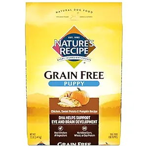 Nature's Recipe Grain Free Puppy Food, Chicken, Sweet Potato & Pumpkin Recipe Dry Dog Food, 12-Pound