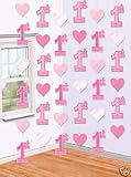 Amscan International First Birthday Girl Hanging String Decorations, Pack of 6