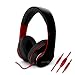 Produktbild FANTEC SHP-3 On Ear Stereo Kopfhörer  (Headset mit Freisprechfunktion ohraufliegend, integriertes Mikrofone, 1-Tasten Fernbedienung, geplosteter Bügel, atmungsaktive Ohrmuscheln, abnehmbares verwicklungsfreies Textilkabel, 3,5 mm Klinkenstecker) schwarz/rot
