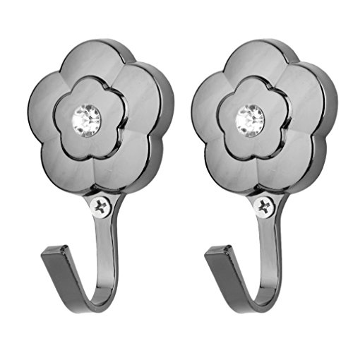 2 X Vintage Pflaumenblüte Raffbügel Vorhang Tieback Quaste Haken Tür Wandaufhängung Halter – Schwarz - 4