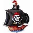26" Großer Piratenschiff-Folienballon (schwarz) – Perfekt Für Piraten-Partys, Flach Geliefert