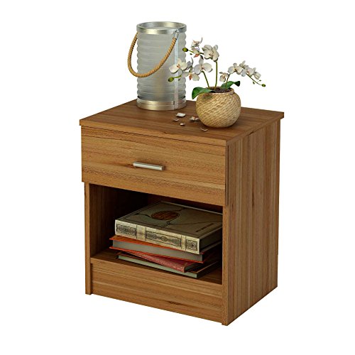 Samblo Nami Comodino con Cassetto, Noce, 50 x 44 x 36 cm