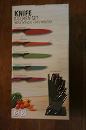 Küchen Messerblock Set mit Farbkodierung 5-tlg NUOVVA antihaftbeschichtetes Messerset Küche Brotmesser Fleischmesser Gemüsemesser Obstmesser Käsemesser - 7