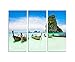 Produktbild 130x90cm – KUNSTDRUCK Strand Meer Boot Thailand Reise 3teiliges Wandbild auf Leinwand und Keilrahmen - Fotobild Kunstdruck Artprint