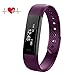 Produktbild padcod Sport Smart Armband Fitness Tracker Uhr mit Herzfrequenz Monitor Sport Armband Activity Tracker Smart Armband Schrittzähler Bluetooth Smart Watch für iOS und Android Smartphone für Frauen Herren Damen Jungen Mädchen Kinder, violett