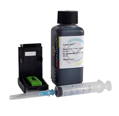 ?it ricarica cartucce HP N° 301 nero, Inchiostro Inktec di altà qualità + refill clip