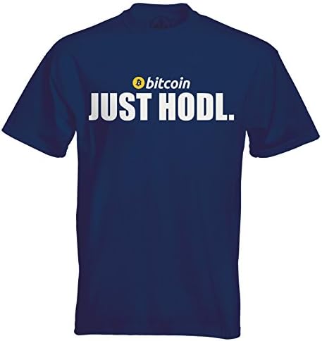 Duck Ink Men's Bitcoin BTC Just Hodl T-shirt Navy Blue Medium