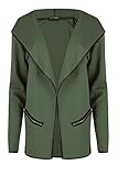 Womens Ladies Side Zip Pockets Hoody Hoodies Hooded Open Front Long Sleeve Cape Cardigan Blazer Coat Jacket