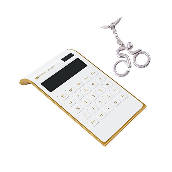 Mavis's Diary Desktop Calculator Solar Calculator, with Cute Gold Reindeer Brooch Pin