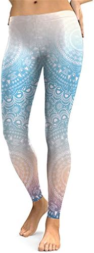 Navodyia Autumn Women Leggings Fresh Lotus Printing Woman Aztec Round Ombre Fitness Trousers M