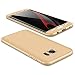 Produktbild JMGoodstore Kompatibel Galaxy S7 Samsung Hülle,+Panzerglas Displayschutzfolie,3 in 1 Ultra Dünn 360 Full Body Anti-Kratzer Hart PC Skin Glatte Rückseite Bumper Gold