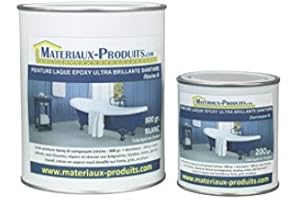 MATPRO - Peinture Laque Epoxy Salle de Bain - Sans Solvant, Auto-Lissant - Répare et Rénove Baignoire, Lavabo, Évier, Plan de Travail - Blanc Brillant - 1Kg