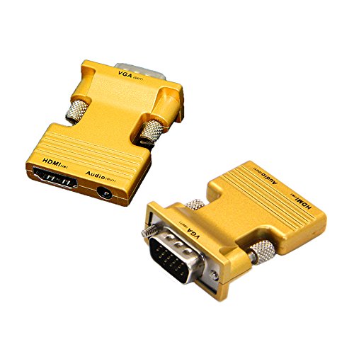 CAMAC Die kleinste HDMI-Buchse auf VGA Stecker mit Audio-Adapter für PC Laptop-auf-VGA-Monitor, Stromfreie, Unterstützung Dongle push / Miracast / Wireless HDMI Adapter – Golden - 3