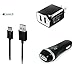 Produktbild - in der U89 USB Ladegeräte Bundle für Google Nexus 6P, Nexus 5 x, Pixel C – (schwarz) – 2,1 Ah KFZ-Ladegerät + Home Reise AC Ladegerät Adapter – (Dual Port) + Der U89 USB-Kabel + Mini Stylus